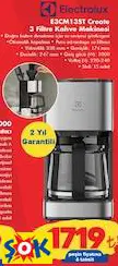 ELECTROLUX E3CM13ST CREATE 3 FİLTRE KAHVE MAKİNESİ
